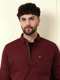 Solid Cotton Blend Shirt | Wine