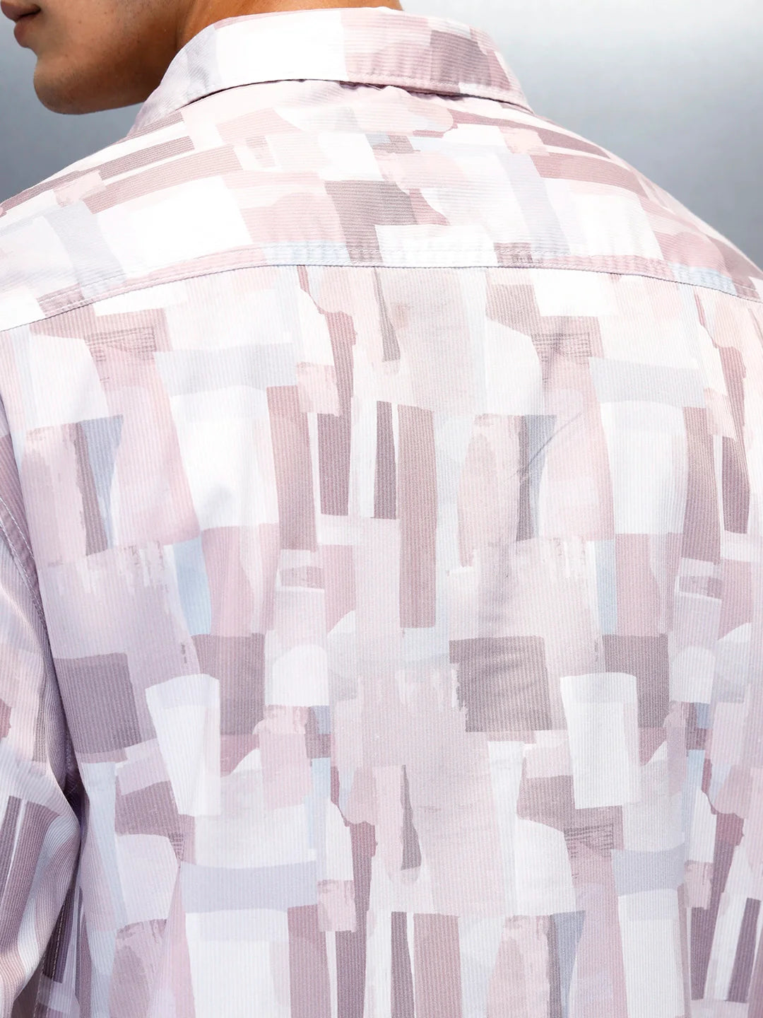 Abstract Aop Printed Oversized Fit Men's Casual Shirt | Pink