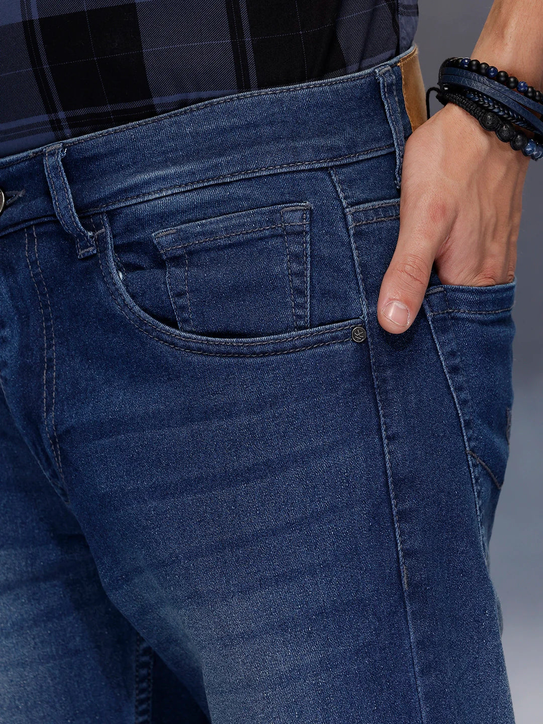 Men’s timeless blue straight-fit denim | Med Stone