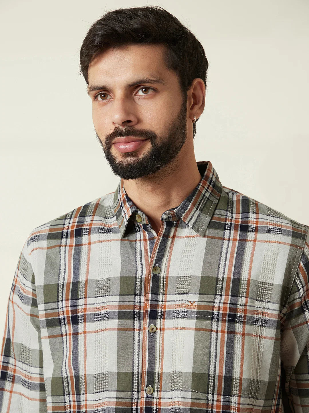 Striped Short Sleeve Textured Shirt | Green