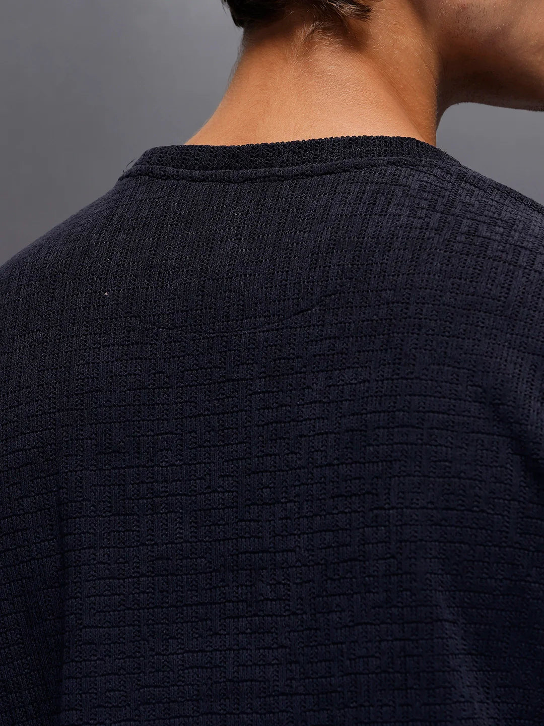 Men's Textured Oversized T-shirt  |  Navy Blue