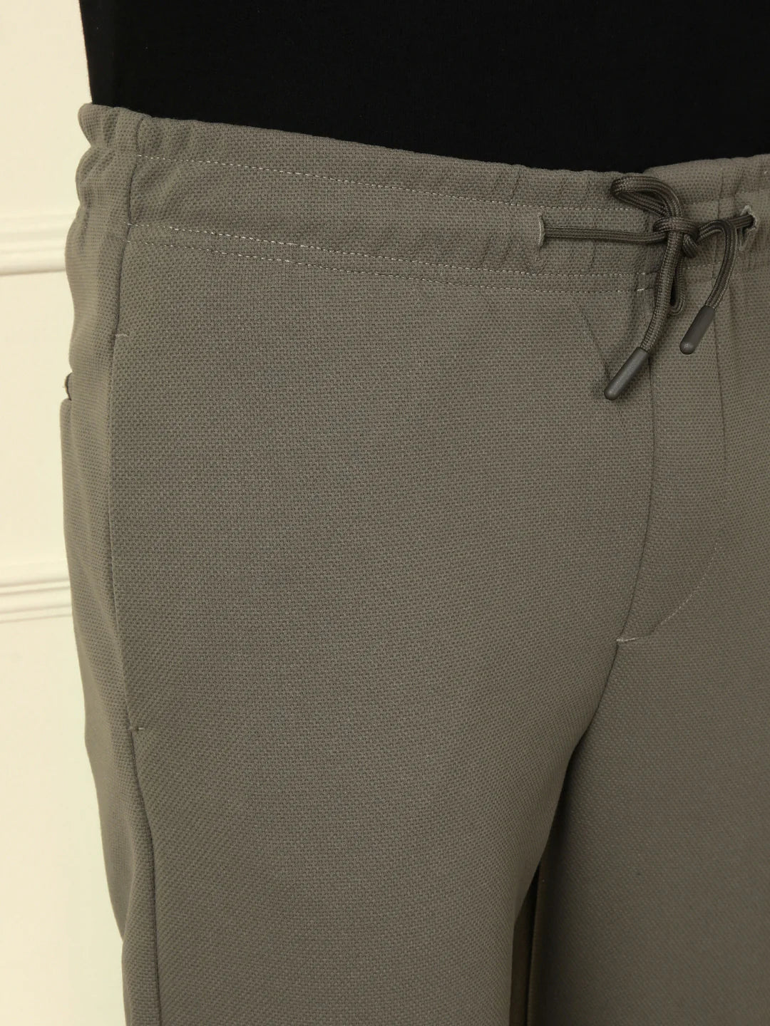 Solid Cotton Blend Knit Trouser | Grey