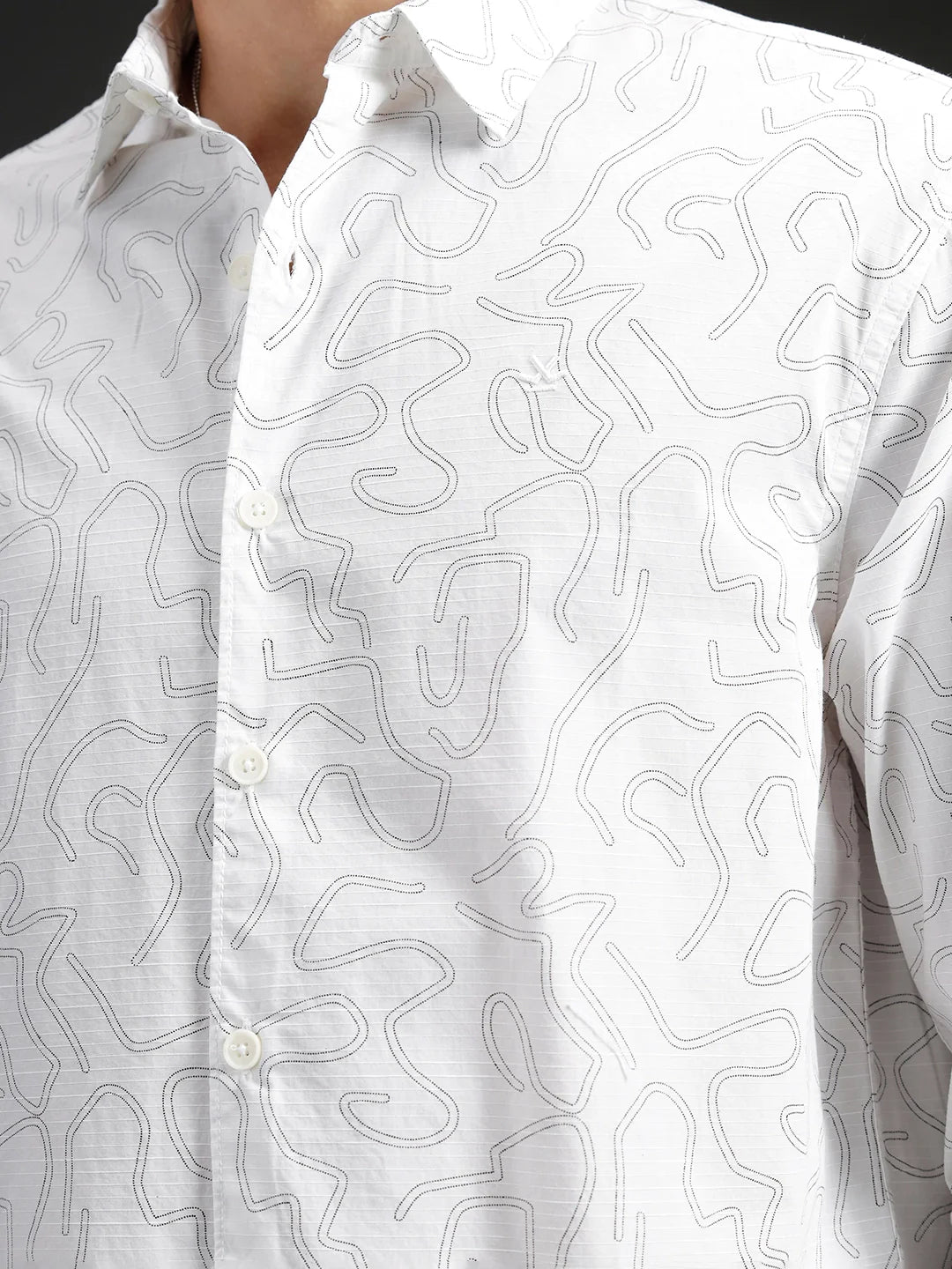 Abstarct aop printed casual comfort fit shirt | White