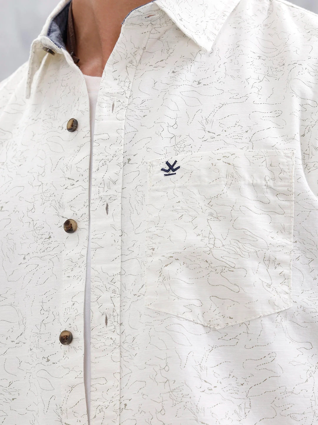 Abstract Printed Casual Shirt For Men | White