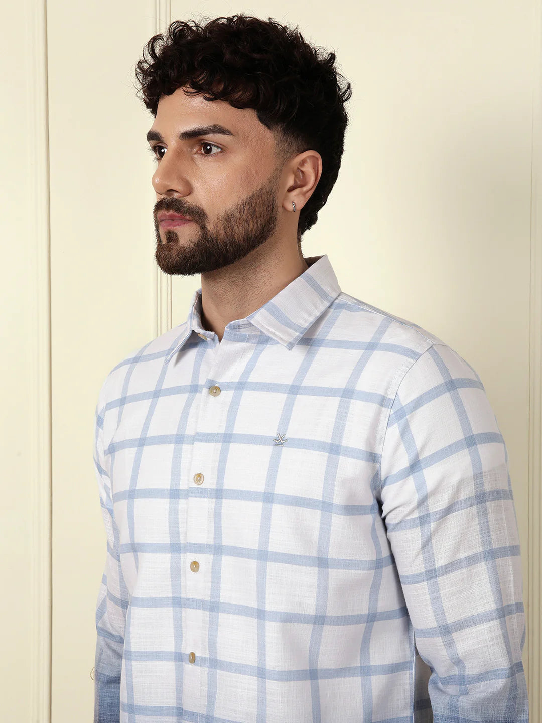 Checked Ombre Print Shirt | Blue