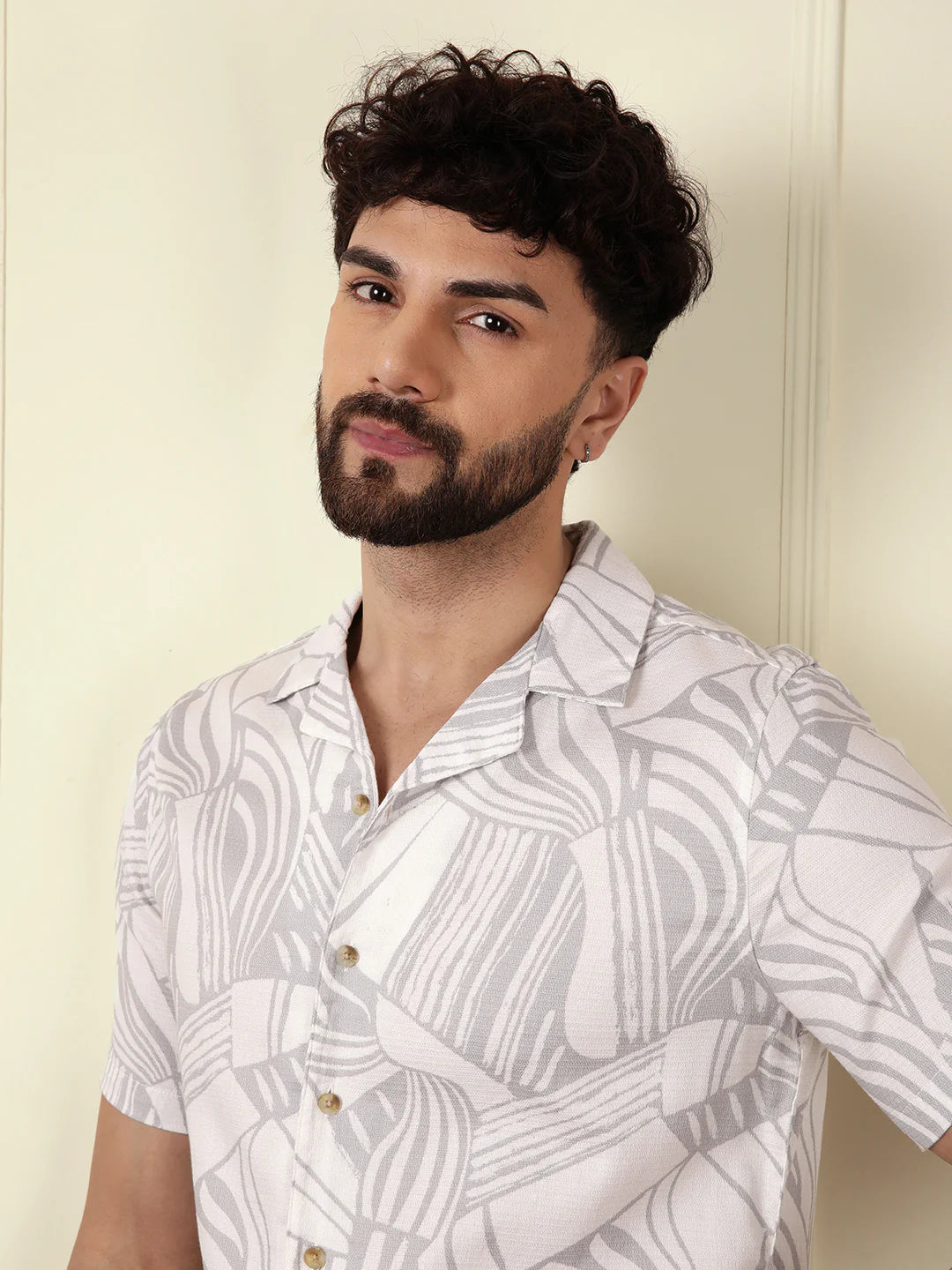 Textured Patterns AOP Shirt | Grey