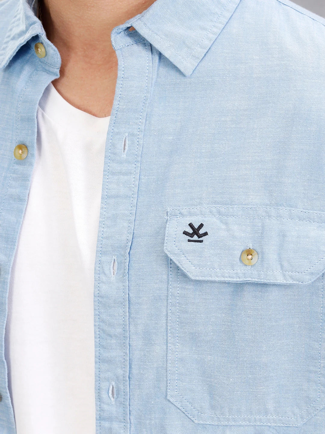 Double Pocket Chambray Shirt In Regular Fit  |  Blue