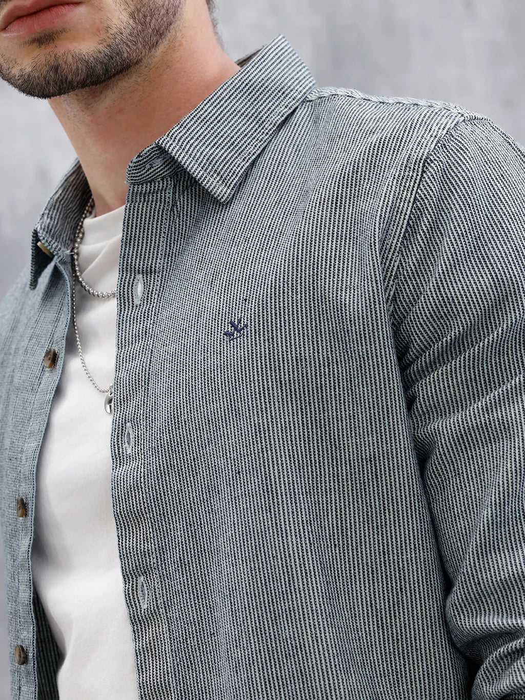 Indigo Micro Striped Shirt | Black
