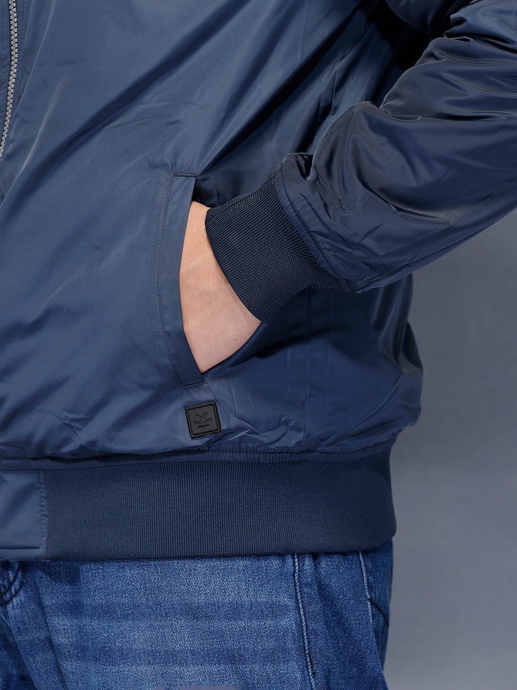 Suede finish bomber Jacket | Blue