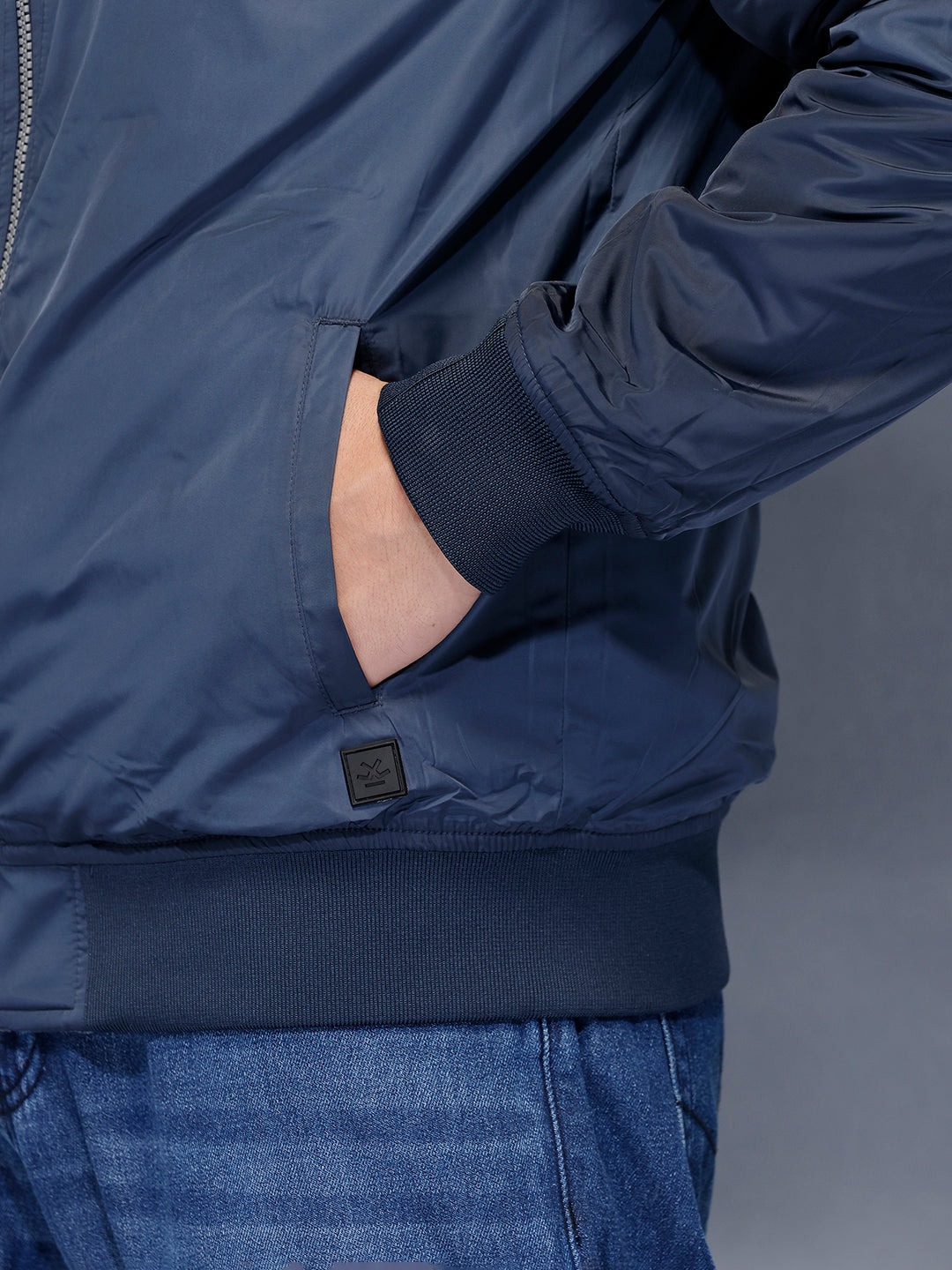 Suede finish bomber Jacket | Blue