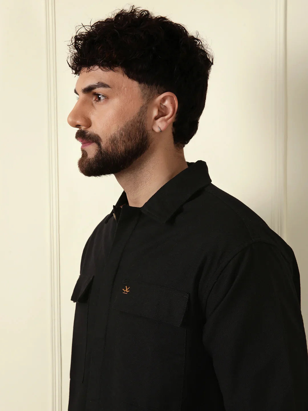 Solid Regular Fit Shacket | Black