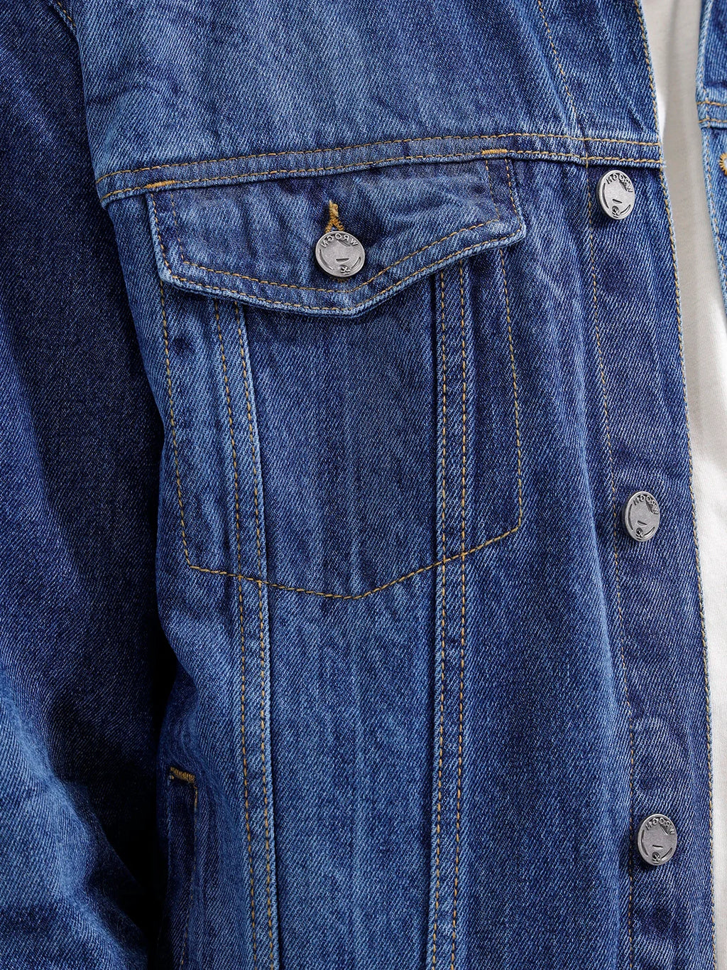 Slim Fit Laser Printed Denim Trucker | Dark Wash