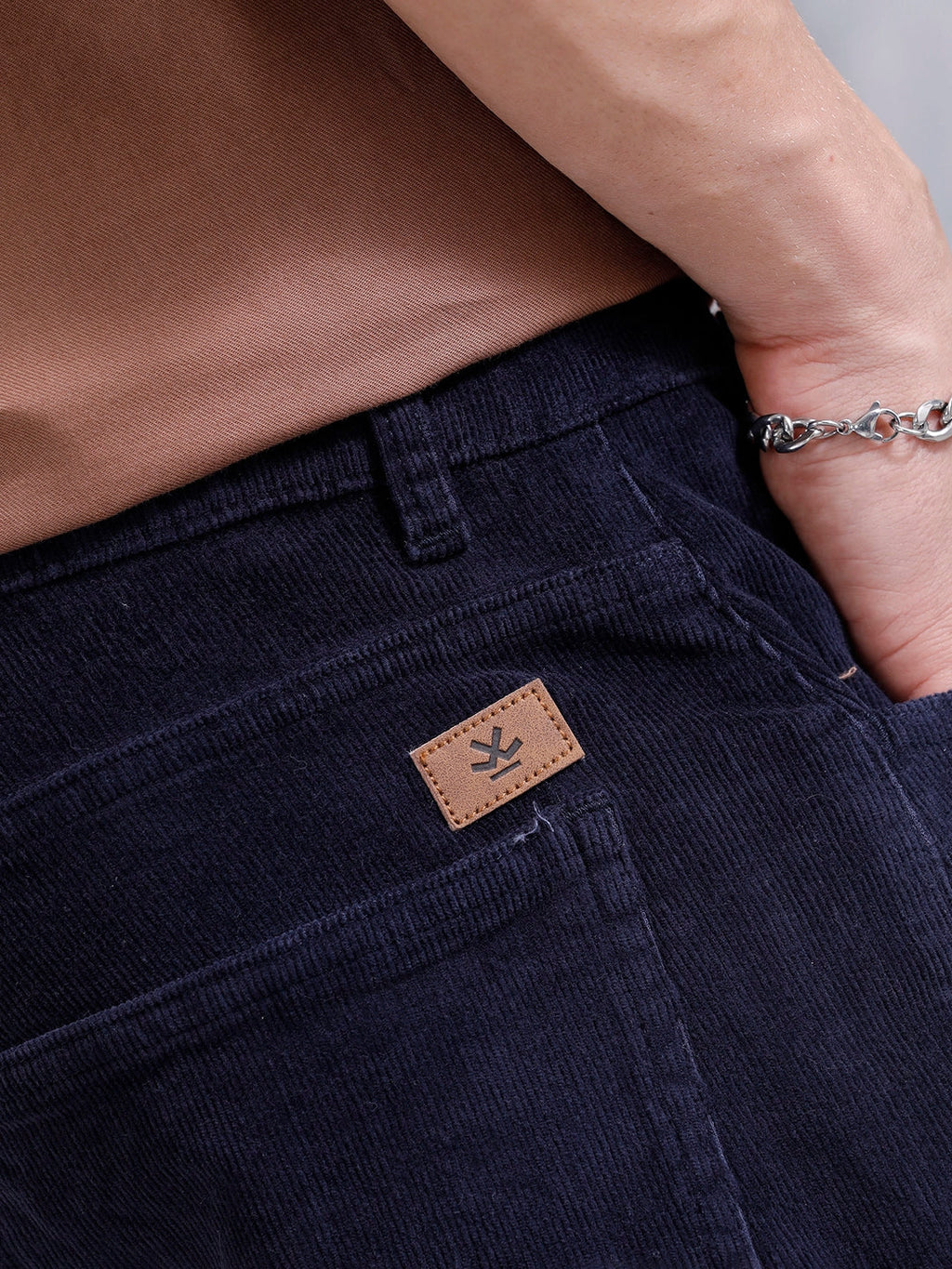 Wales Corduroy Straight Fit Trouser  | Navy Blue