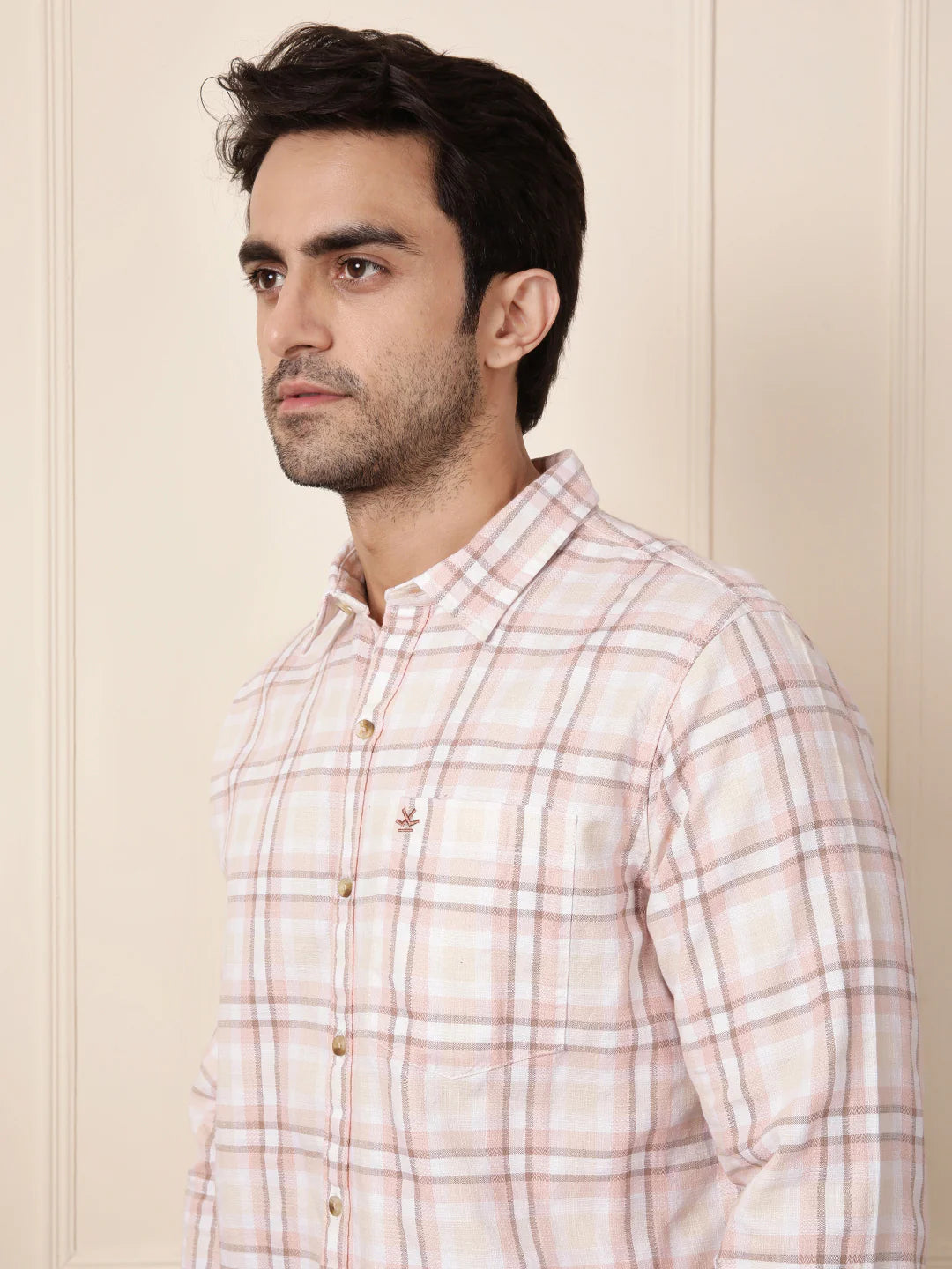 Tonal Checked Casual Shirt | Pink