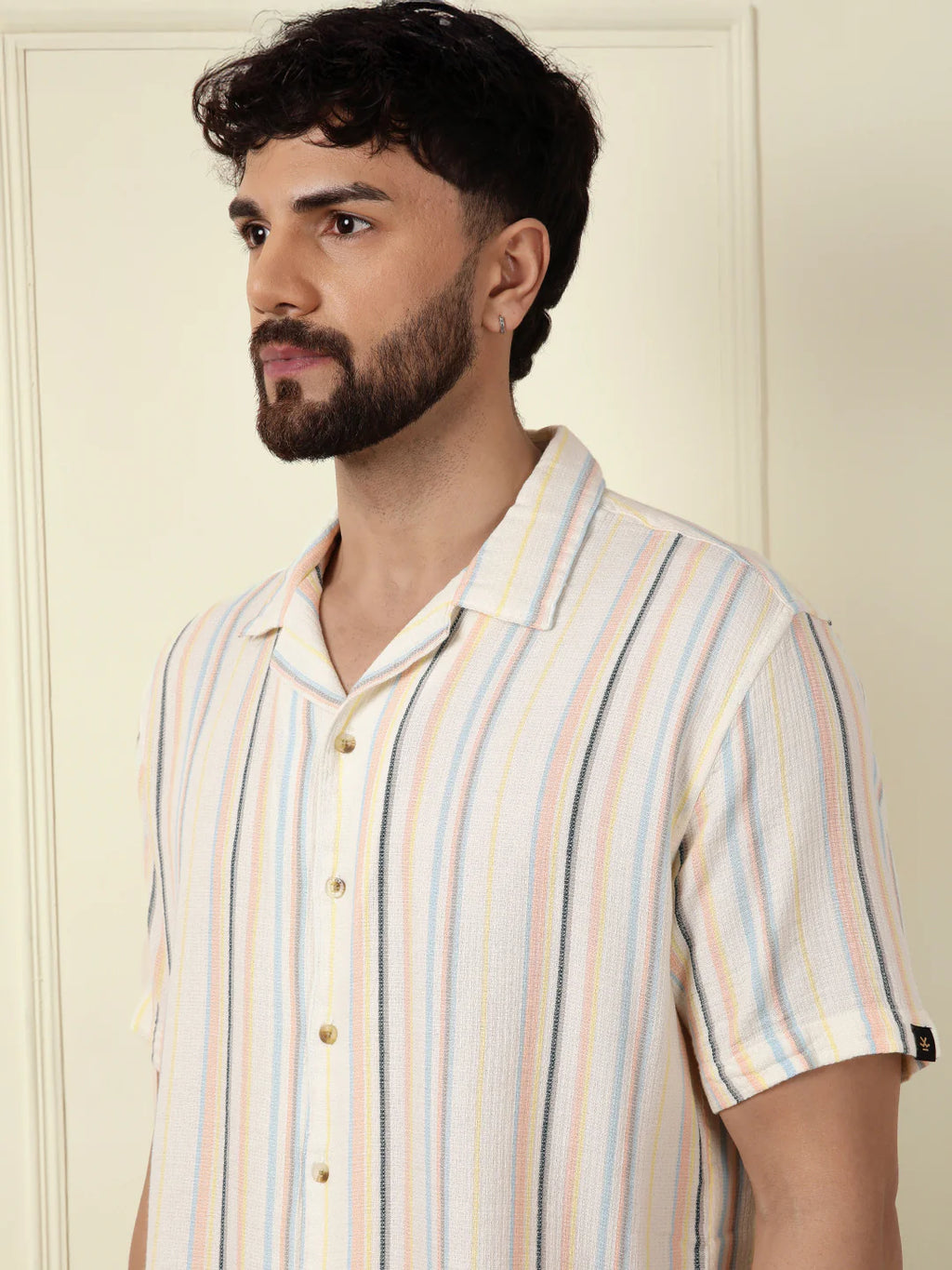 Casual Textured Short Sleeve Shirt | Off White