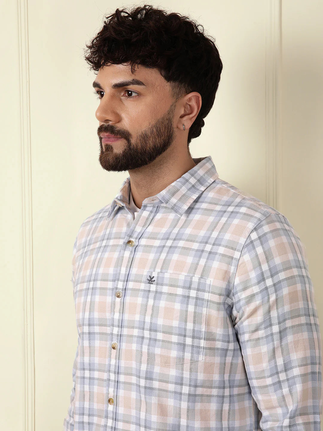 Tonal Checked Casual Shirt | Light Blue