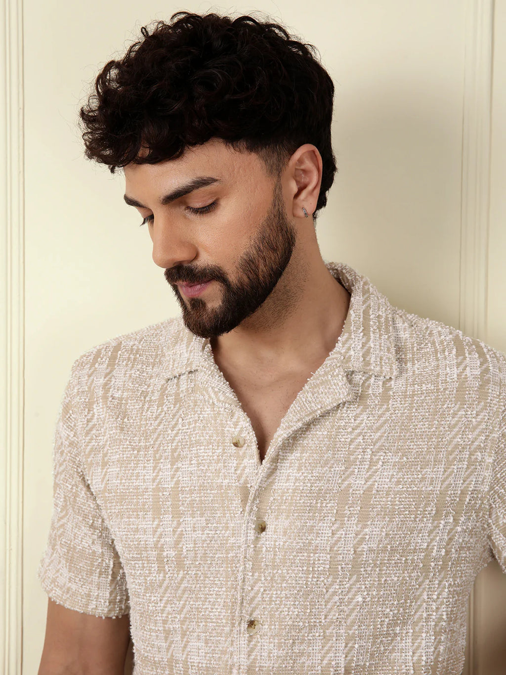 Textured Knit Shirt | Beige