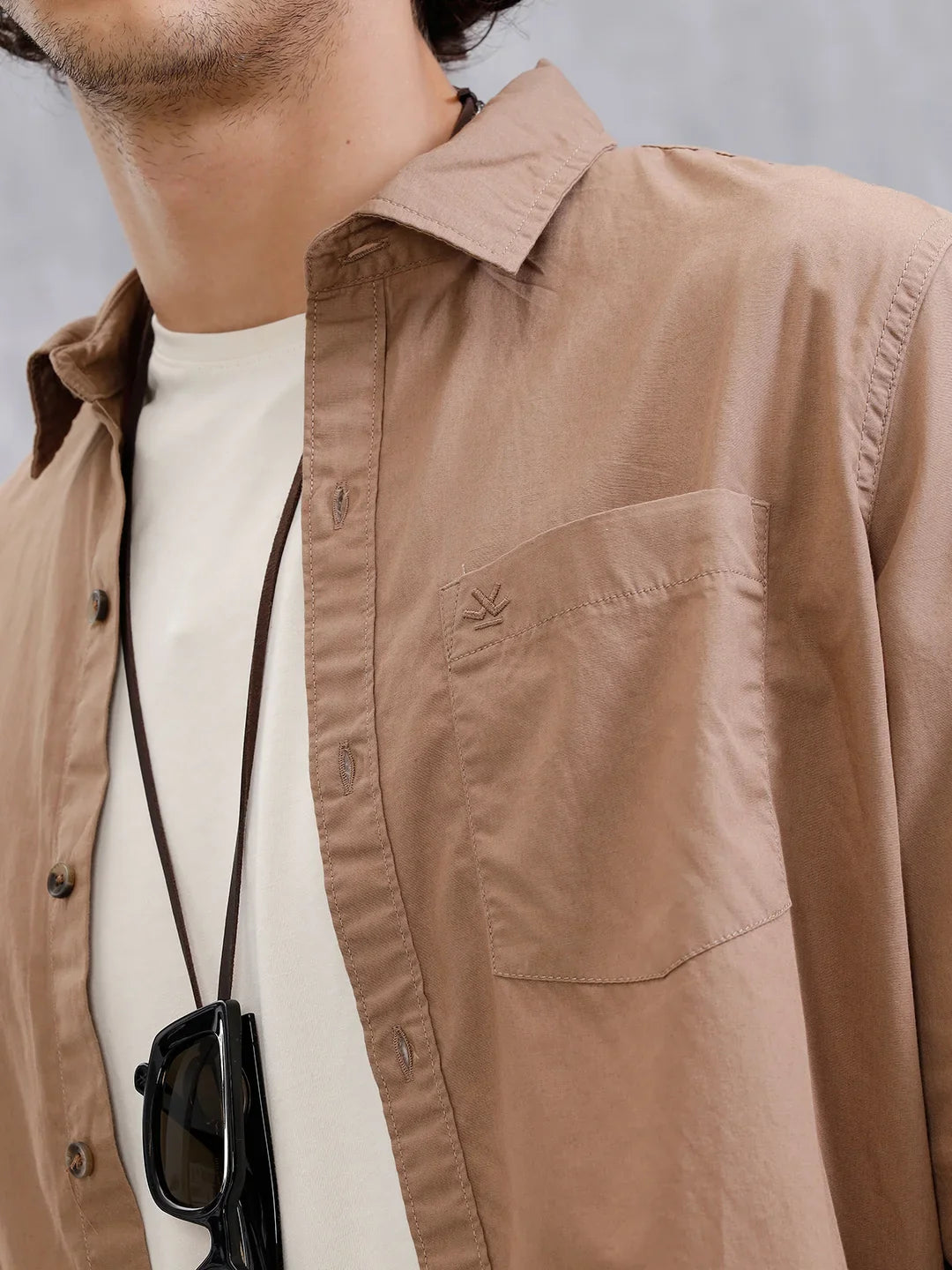 Solid Regular Fit Shirt  | Khaki