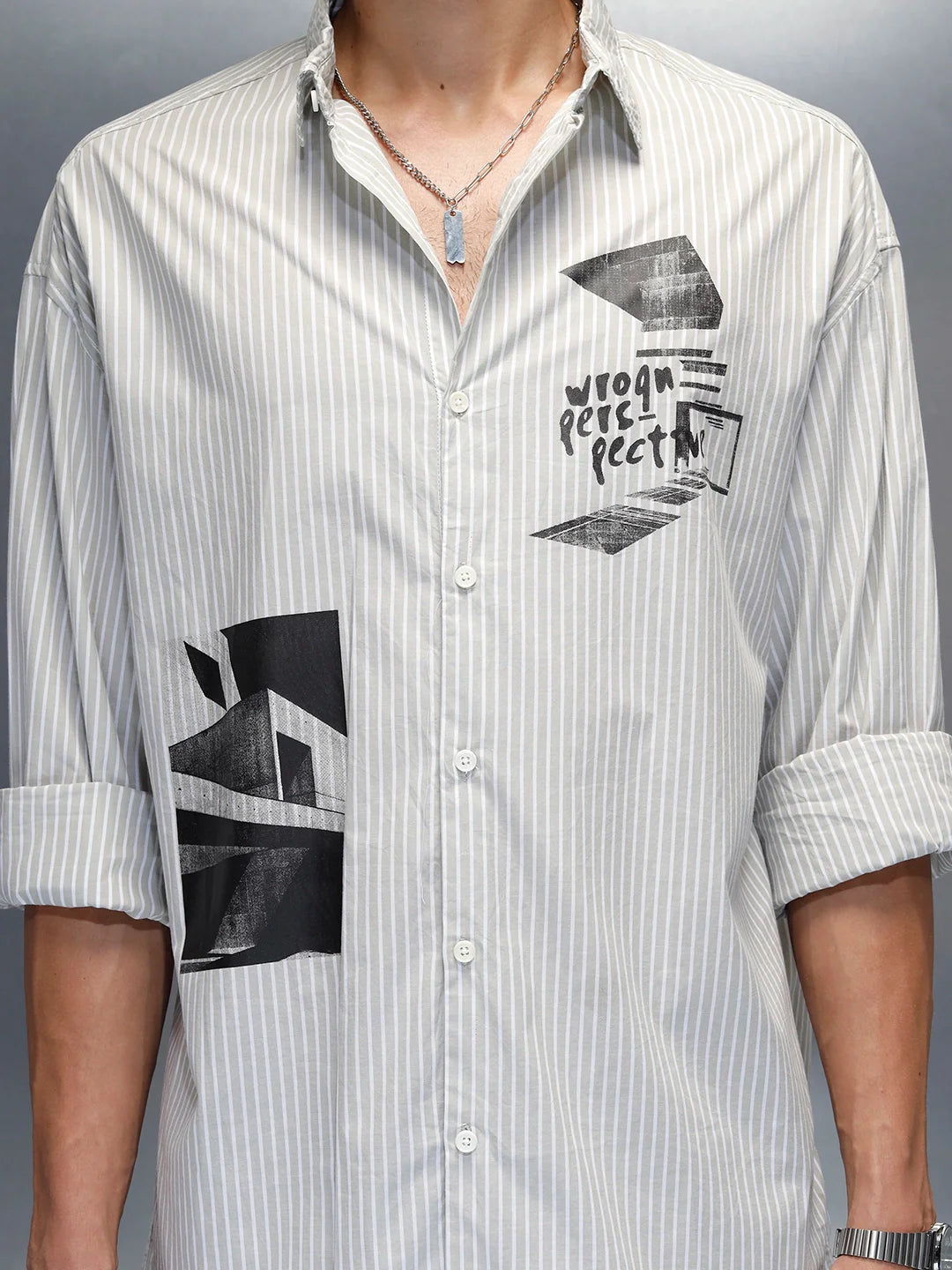 men's casual regualr fit placement print shirt | Green