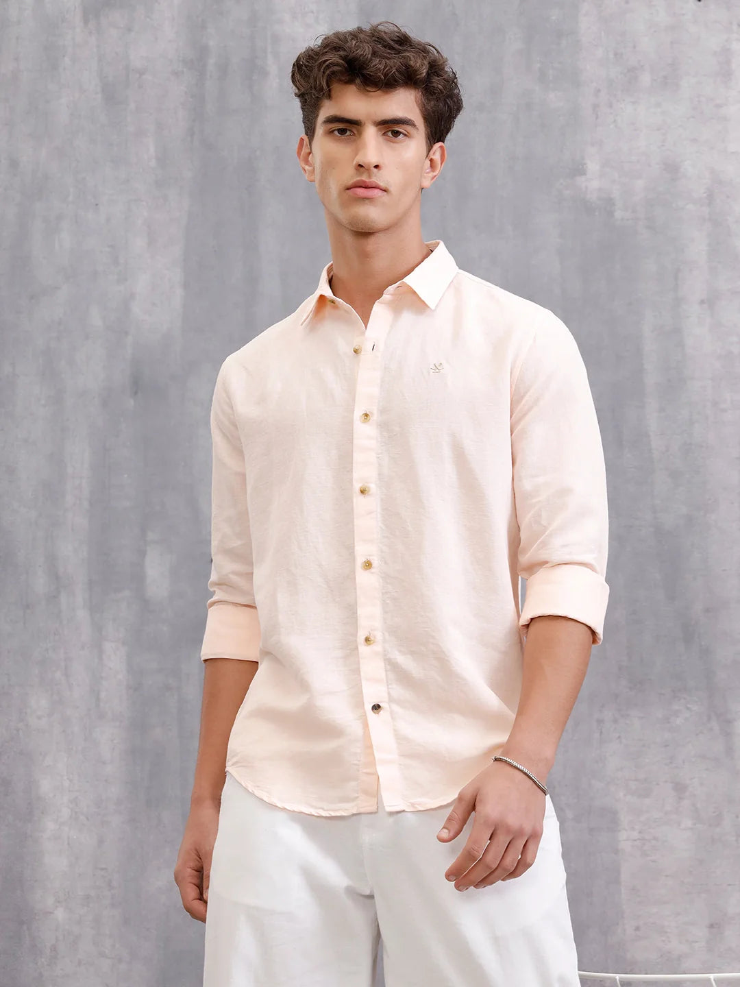 Solid Pure Cotton Shirt | Beige