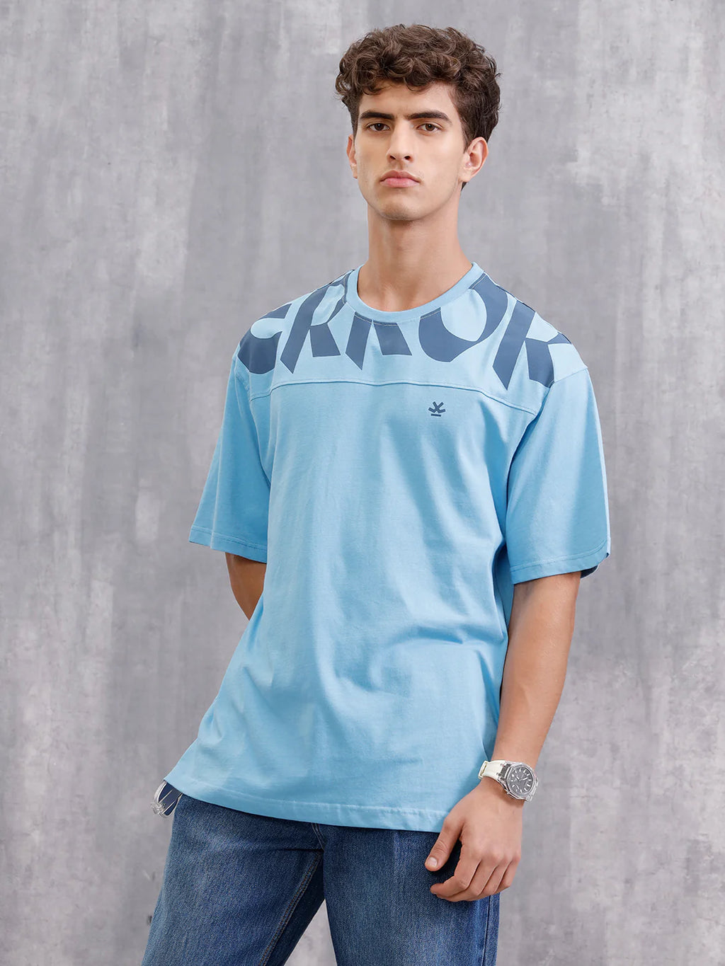 Placement Print Cut&Sew T-Shirt With Branding | Blue