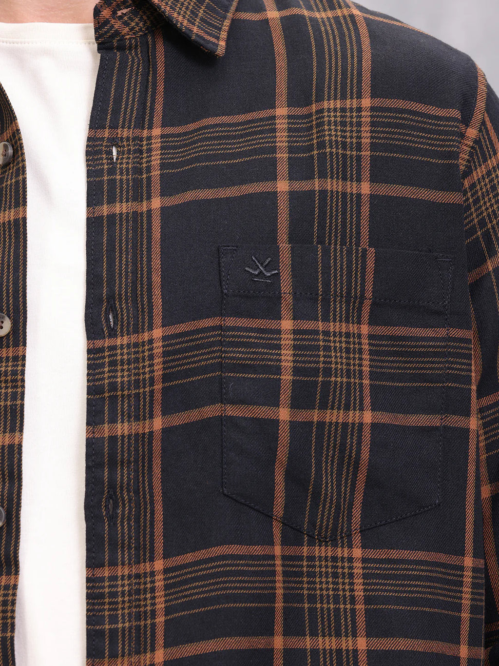 Textured Checkered Regular Fit Shirt | Black