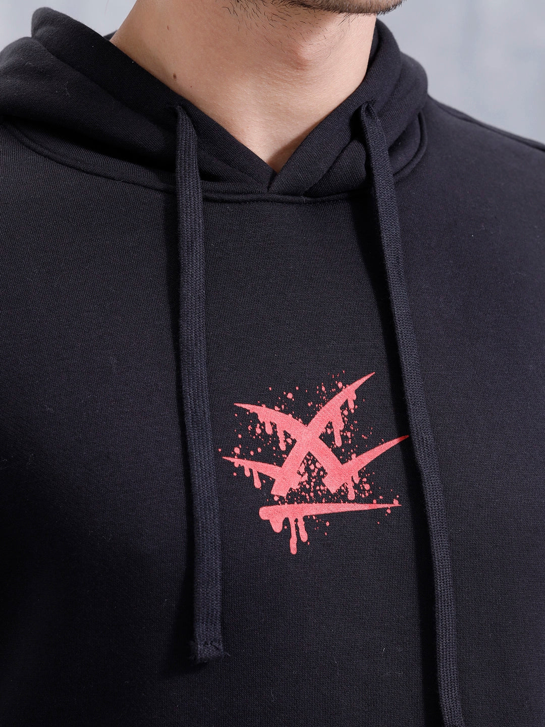 Graffiti Patch Oversized Brushed Fleece Hoodie | Black