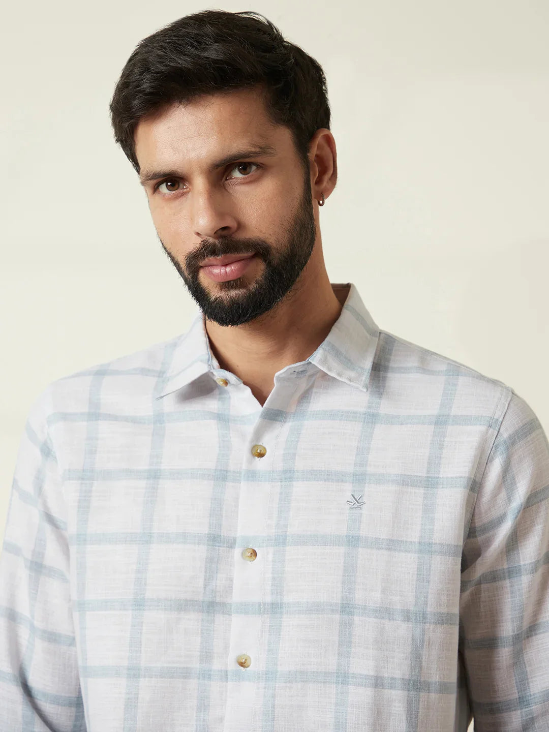 Checked Ombre Print Shirt | Grey