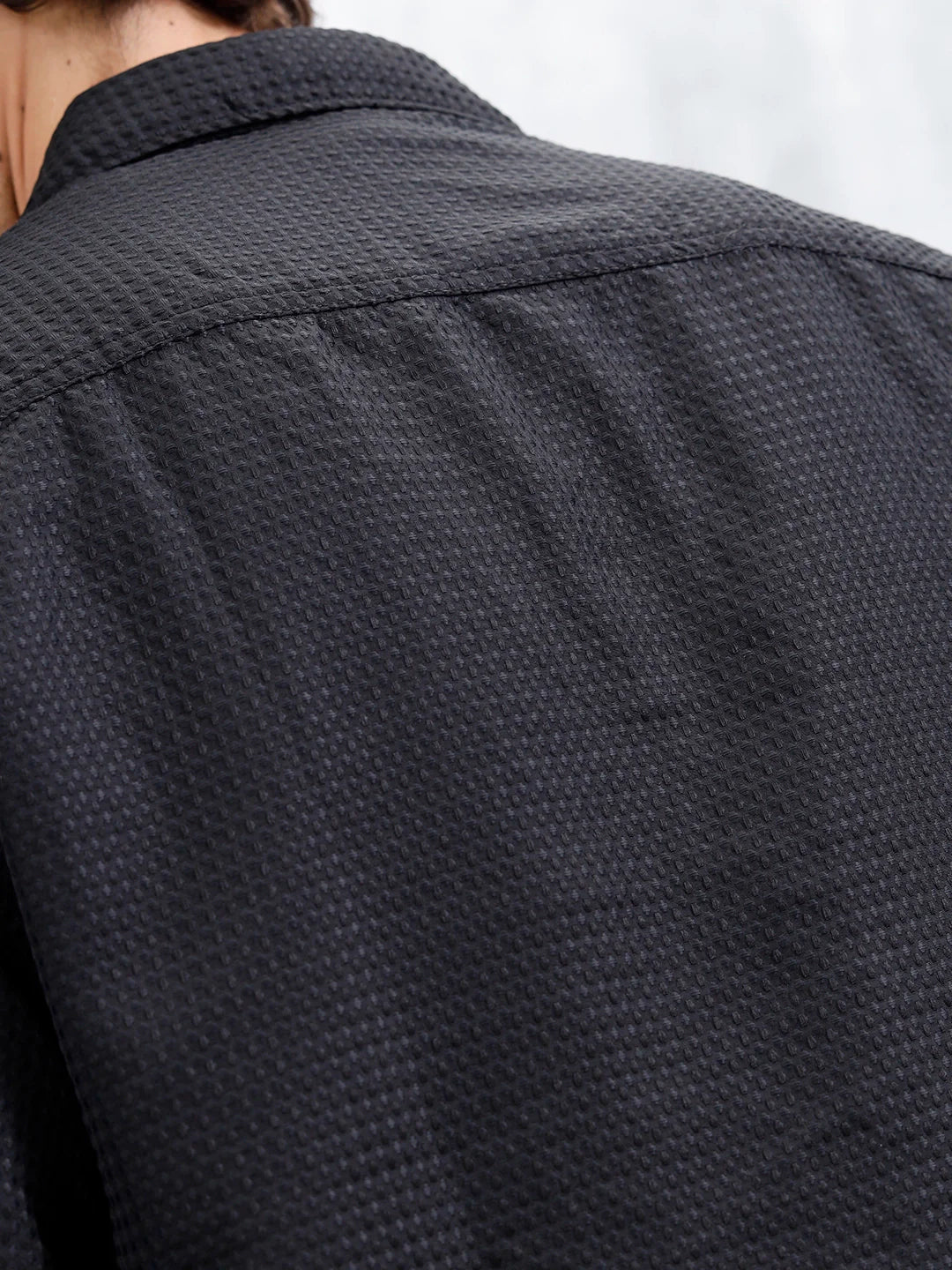 Wrogn Oversized Double Pocket Textured Shirt For Men's | Black