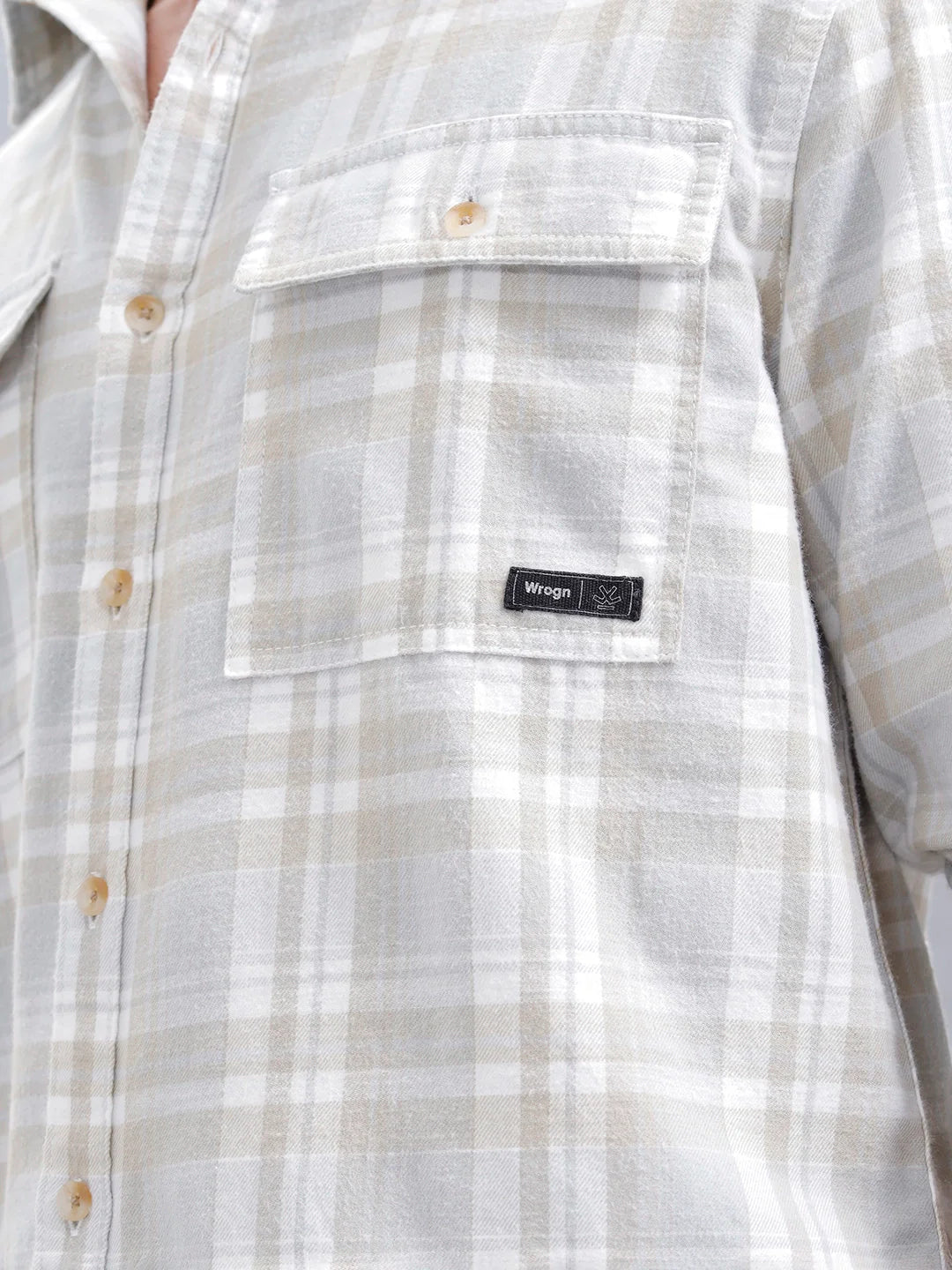Men Checkered Pattern Comfort Fit Shirt  | Beige