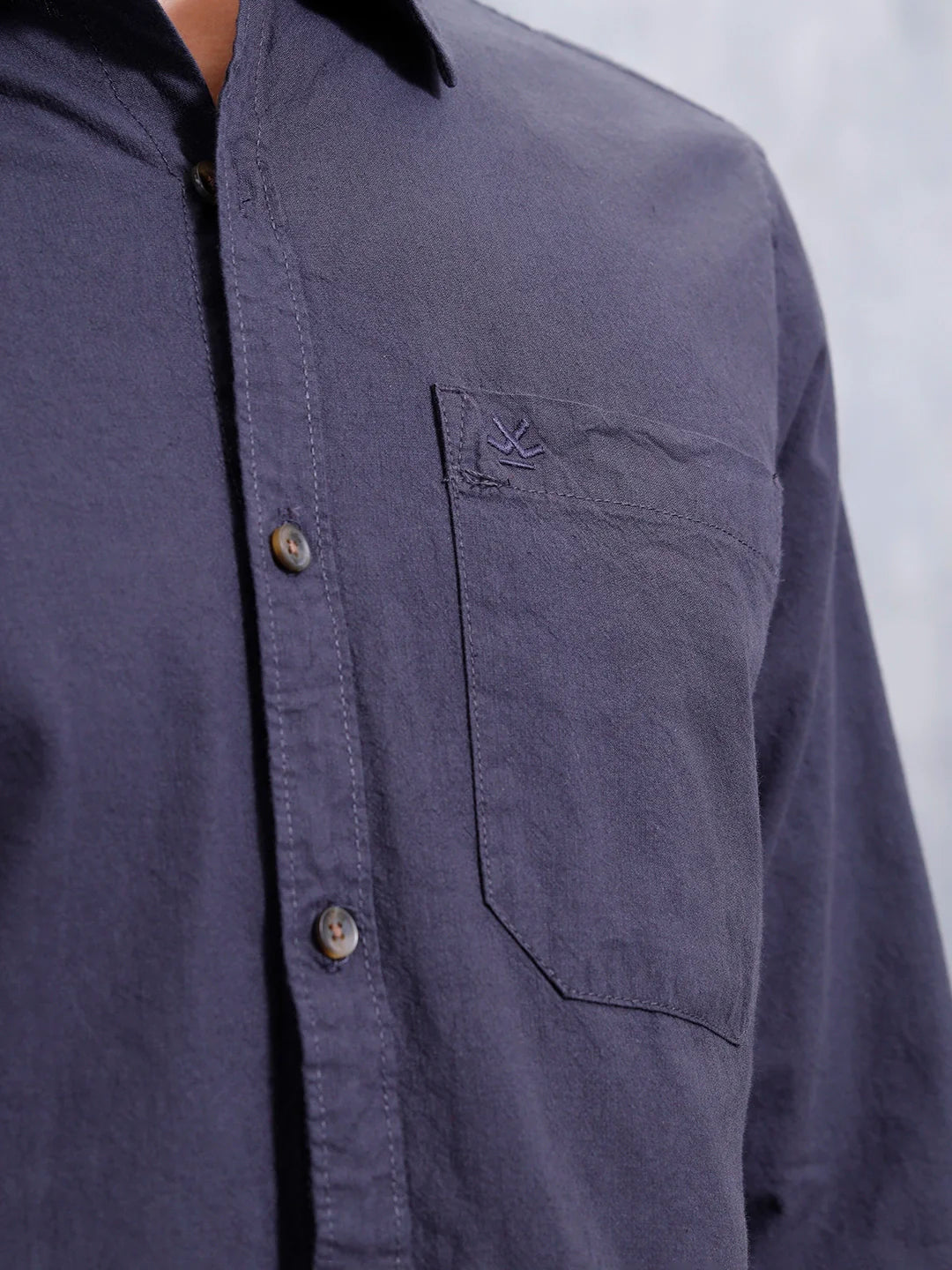 Men’s Slim Fit Solid Casual Shirt | Blue