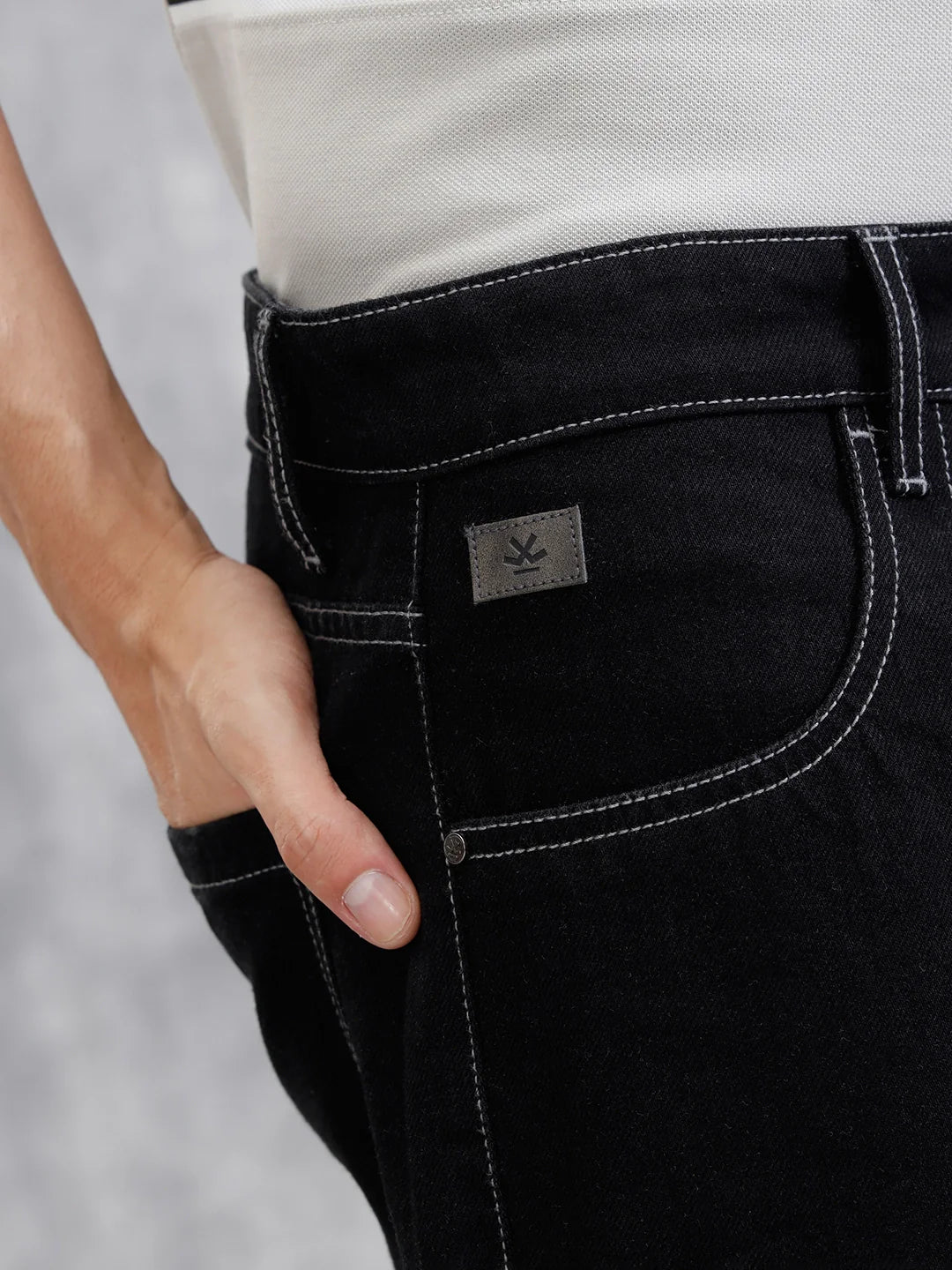 Utility Cargo Pants With Contrast Stitch | Black