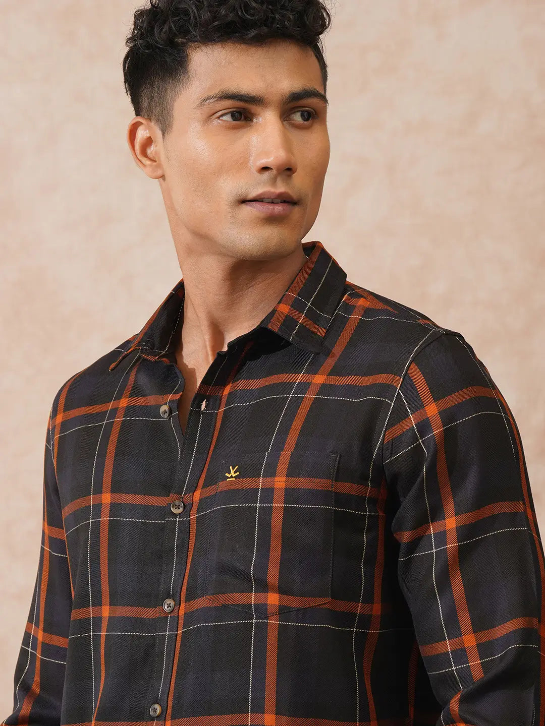 Checked Light Weight Shirt | Brown