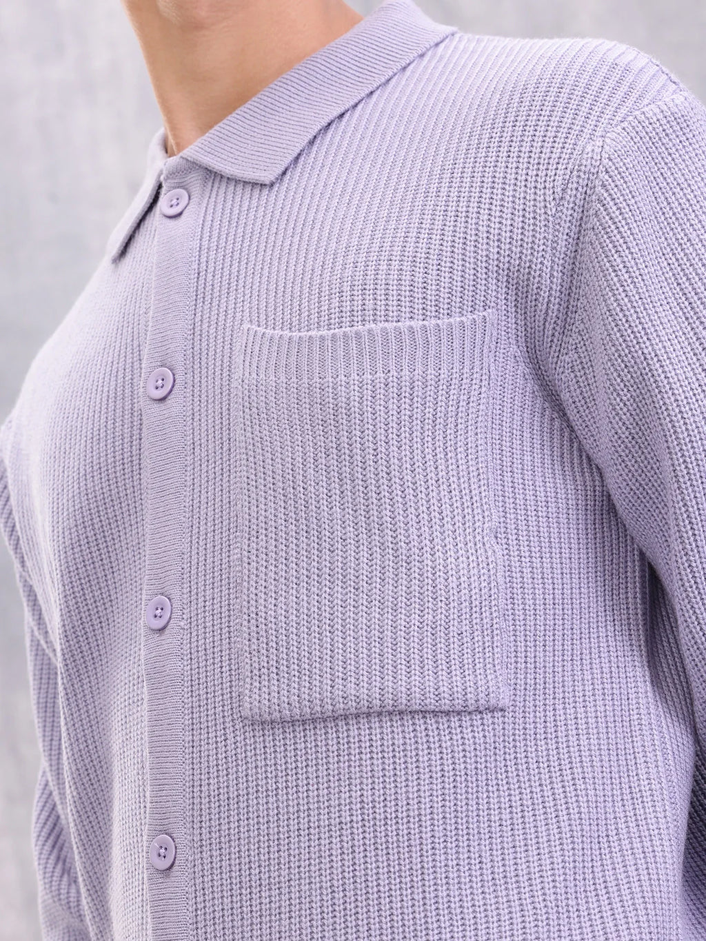 Pastel Layered Casual Knitted Cardigan For Men | Lavender