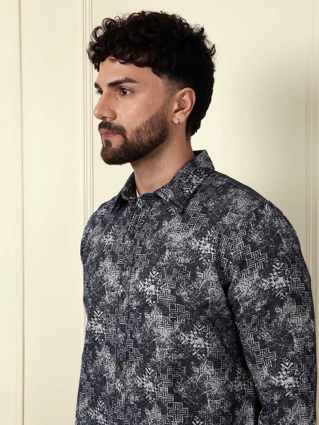 Textured Knit Shirt | Navy Blue