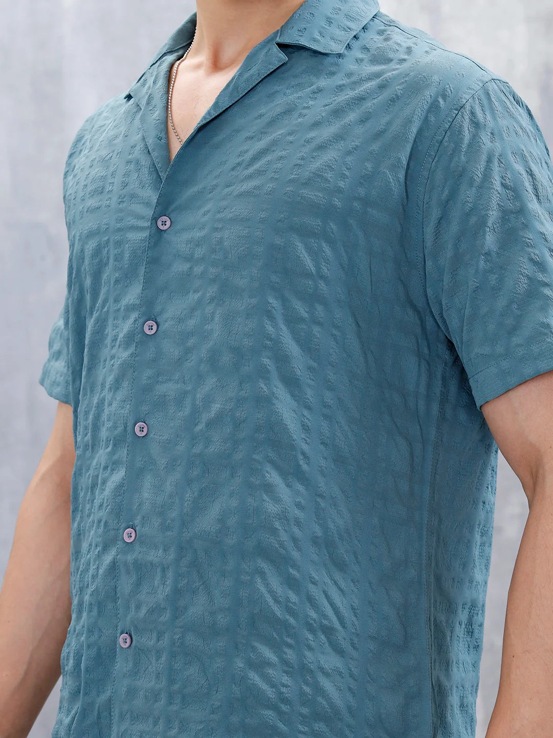 Wrogn Mens Casual Textured Comfort Fit Shirt | Green