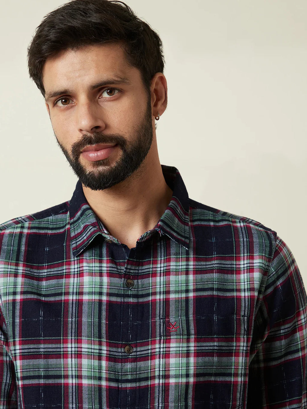 Casual Checked Cotton Shirt | Green