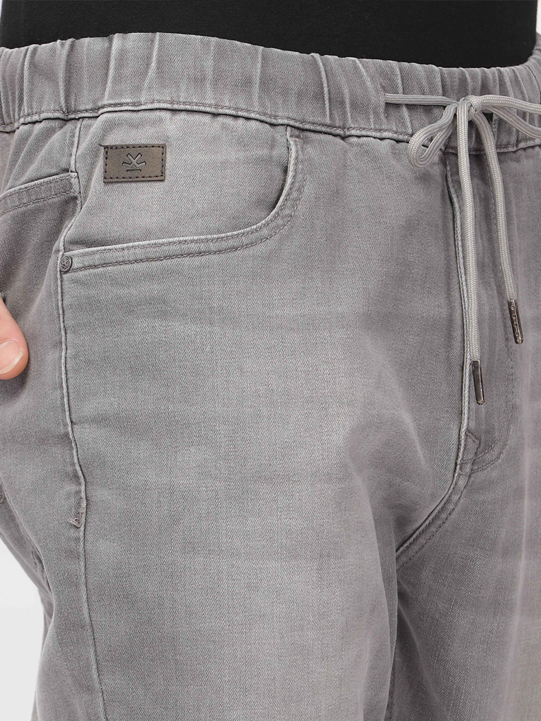Grey Drawstring Denim Jogger