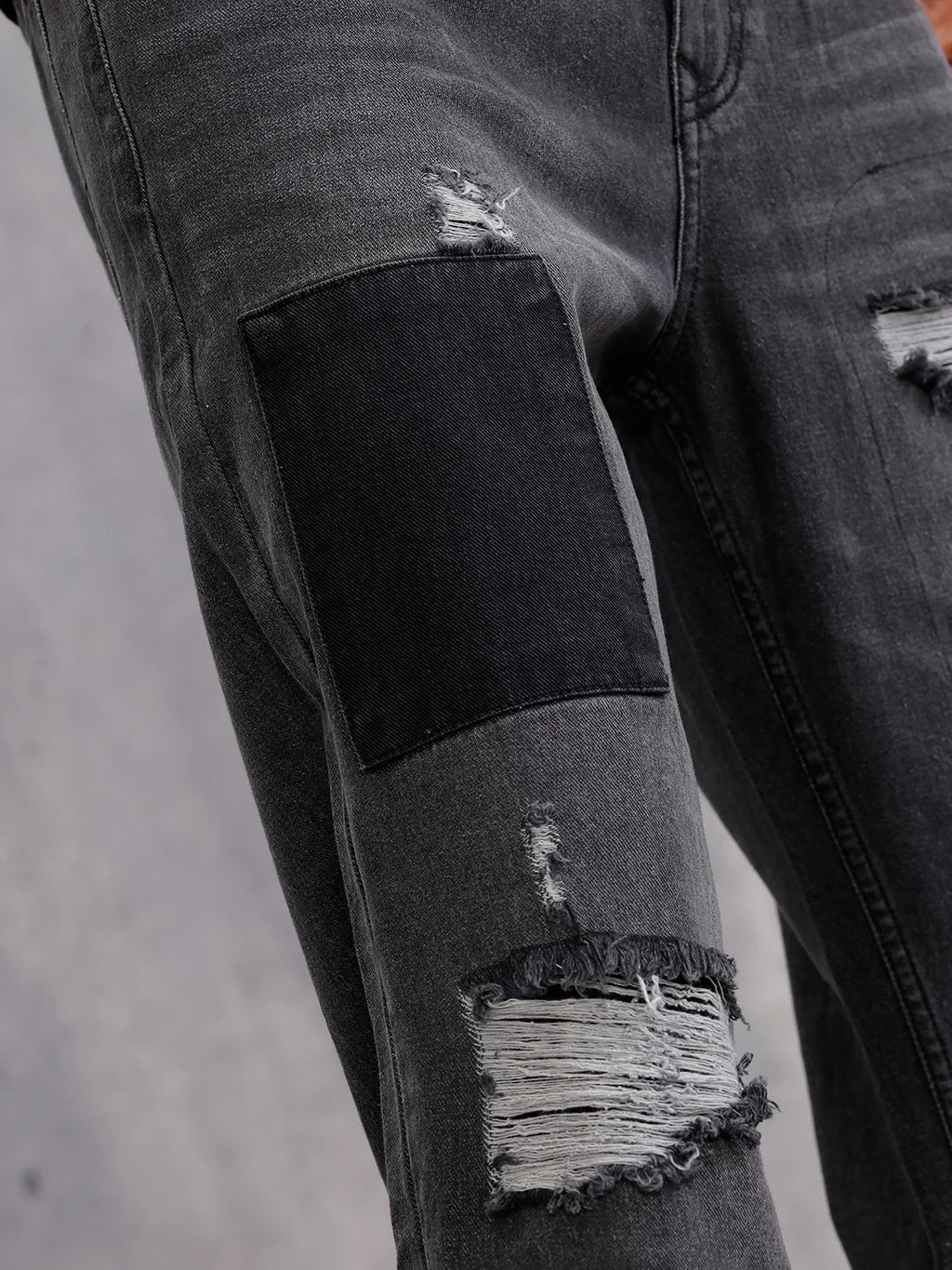 Heavy Distressed Loose Fit Denim I Grey