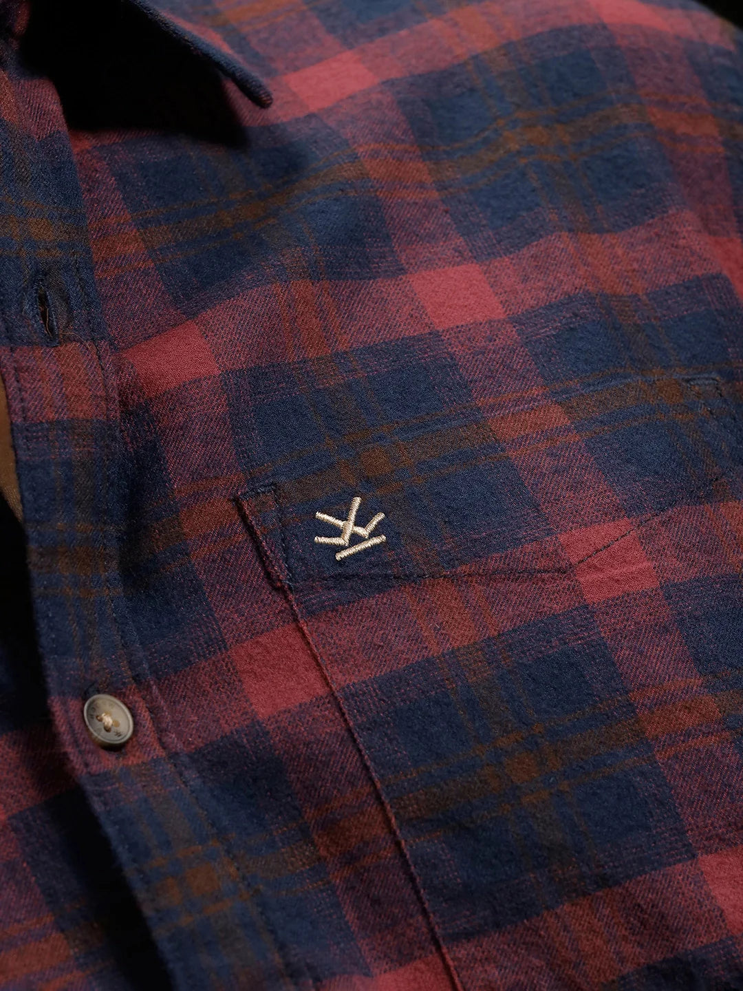 Checkered Cotton Twill Shirt | Maroon
