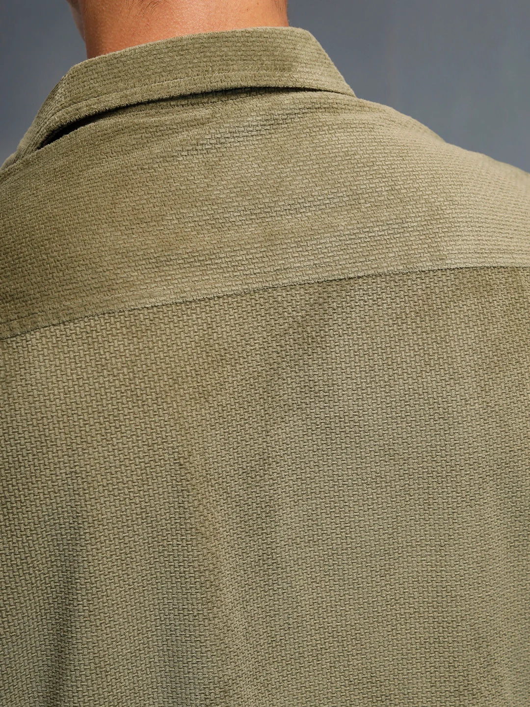 Textured Classic Men’s Oversized Fit Shirt | Olive