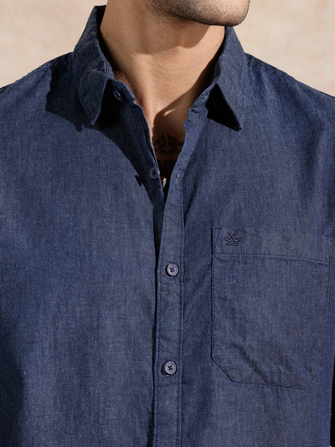 Washed Denim Regular Fit Shirt | Blue