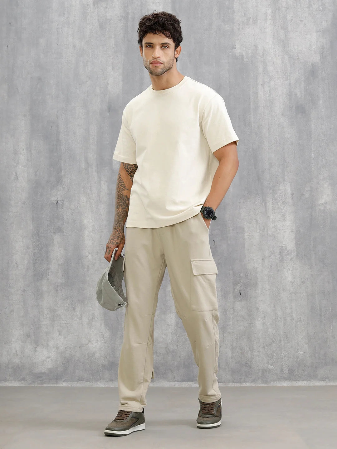 Comfort Fit Trackpants With Utility Cargo Pockets | Light Green