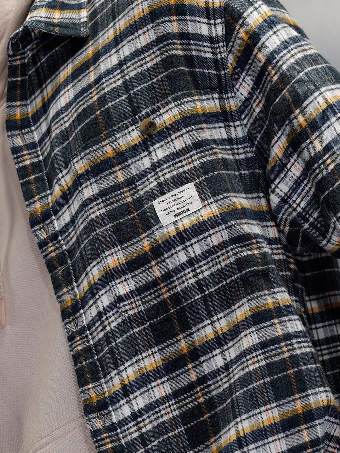 Patch Pocket Comfort Fit Checkered Pattern Shirt With Branding | Blue
