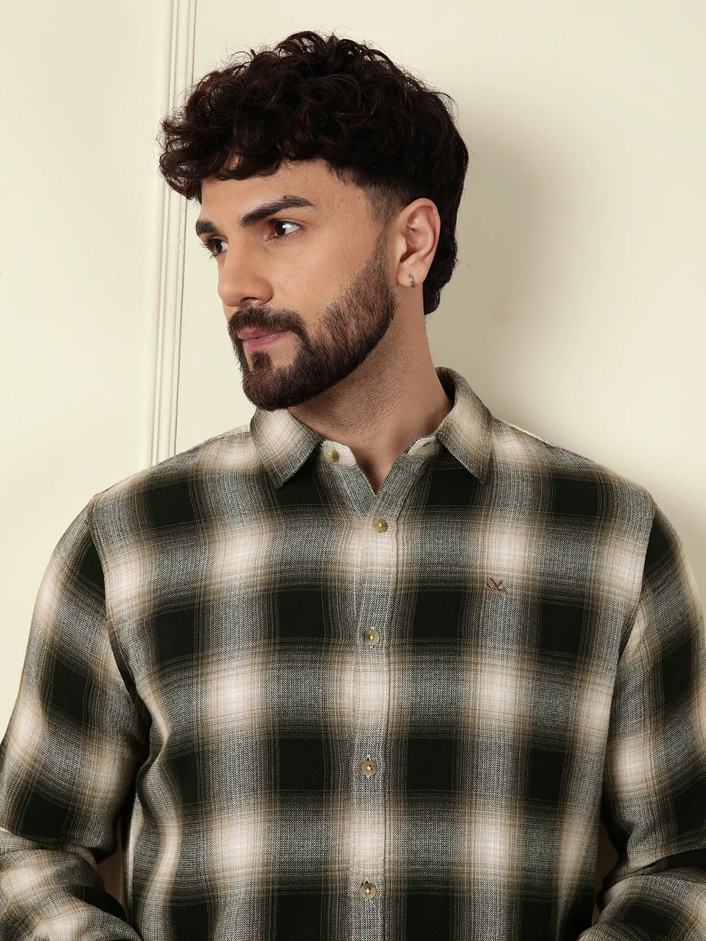 Shadow Checked Cotton Shirt | Black