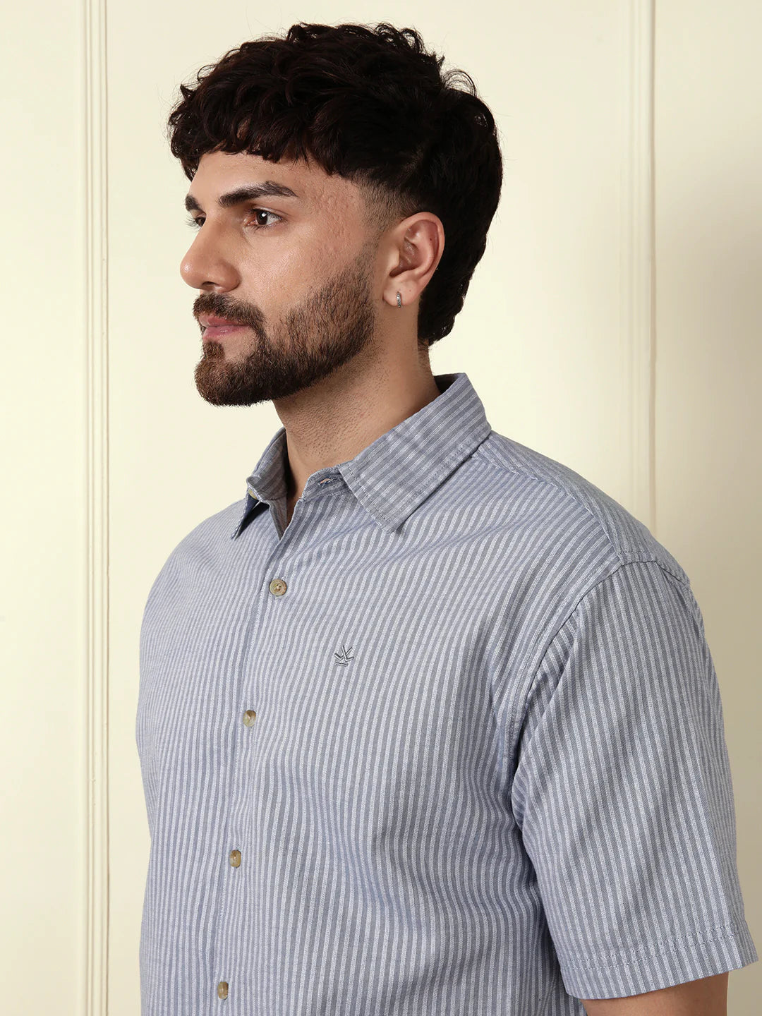 Classic Textured Stripes Shirt | Light Blue