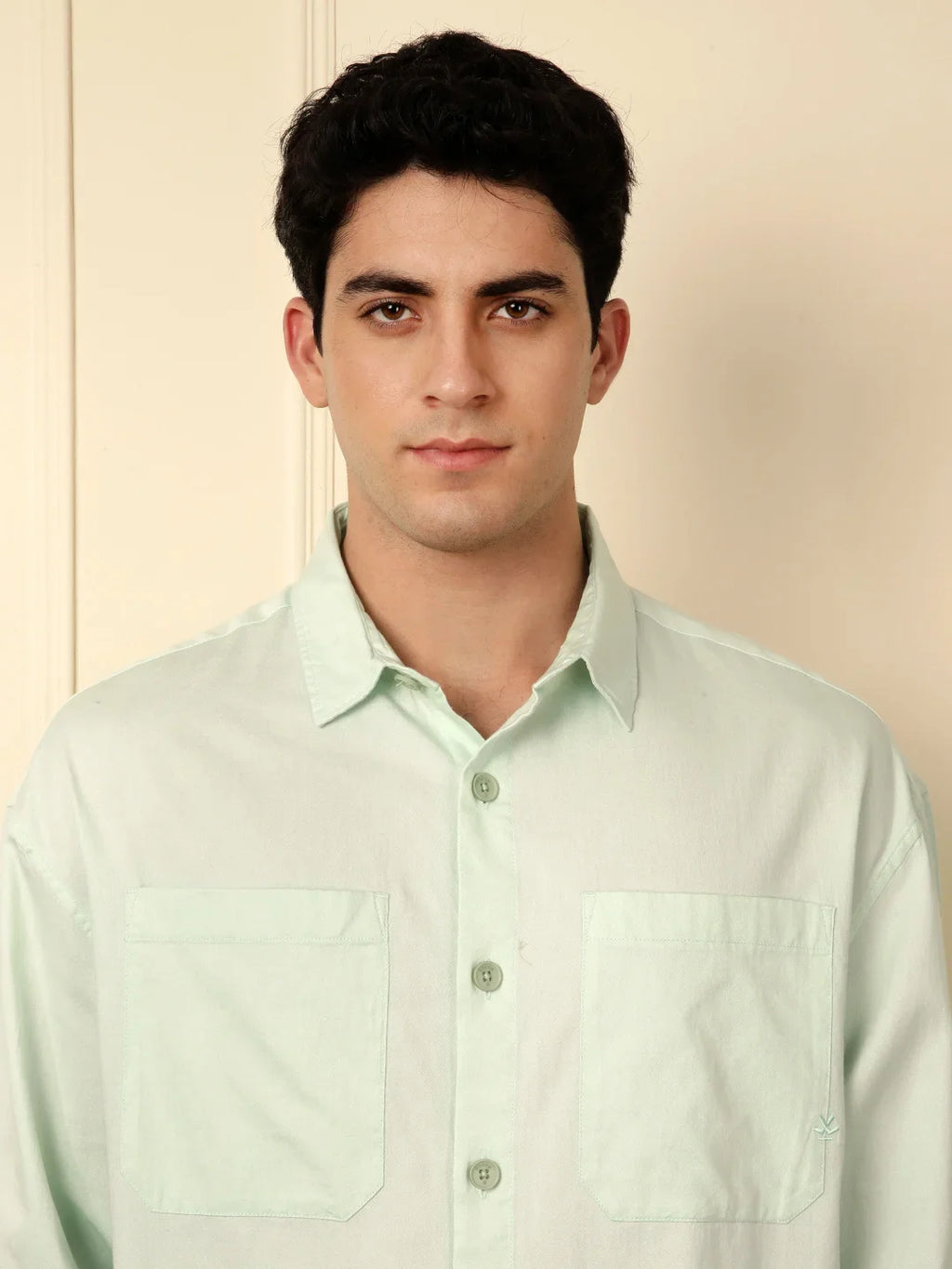 Light Green Double Pocket Oversized Shirt
