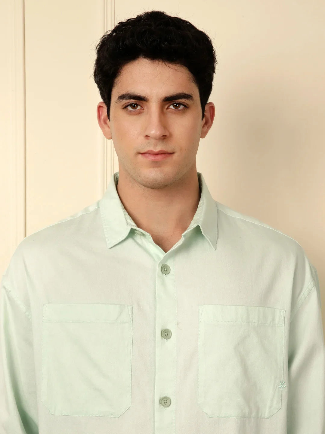 Light Green Double Pocket Oversized Shirt