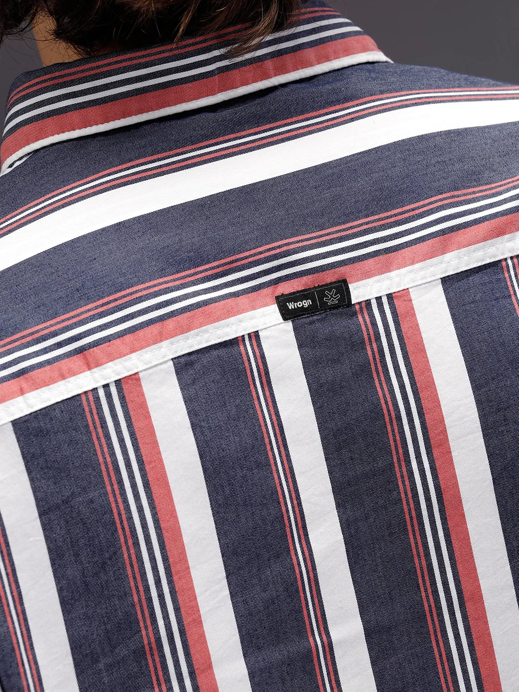 Vibrant Striped Comfort Fit Shirt With Branding | Blue