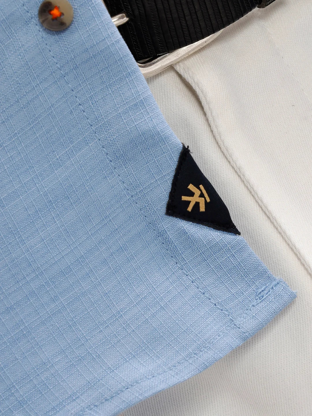 Textured Solid Shirt In Slim Fit  |  Blue